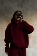 İ̇çi Pamuklu Bol Kalıp Sweatshirt - Bordo - 3