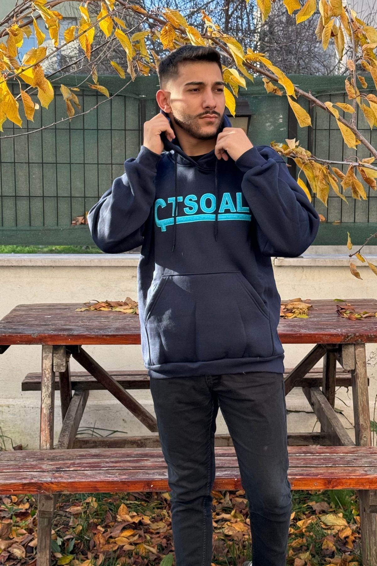 Erkek Kapşonlu Nakişli Oversi̇ze Kolej Sweatshi̇rt - ÇTSO - 3