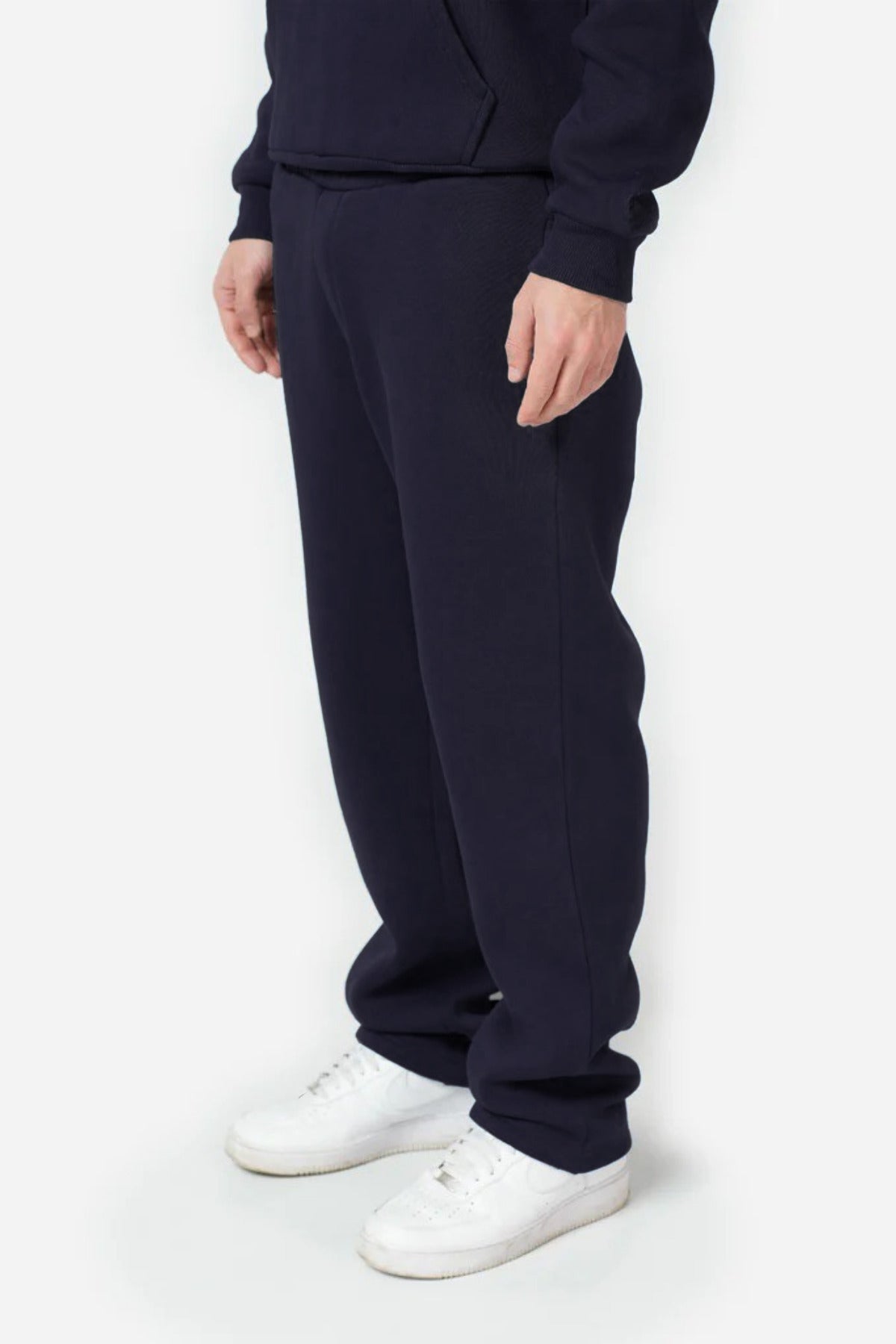 Erkek Kapşonlu Trend Model Bol Basic Eşofman Takımı - Lacivert - 3