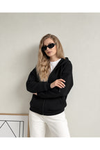 Kadin 3 İ̇pli̇k Kapüşonlu Fermuarli Oversi̇ze Sweatshirt Hirka - Siyah - 3
