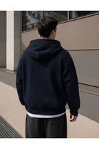 Erkek 3 İ̇pli̇k Fermuarli Kapüşonlu Oversi̇ze Rahat Sweatshirt Hirka - Lacivert - 3