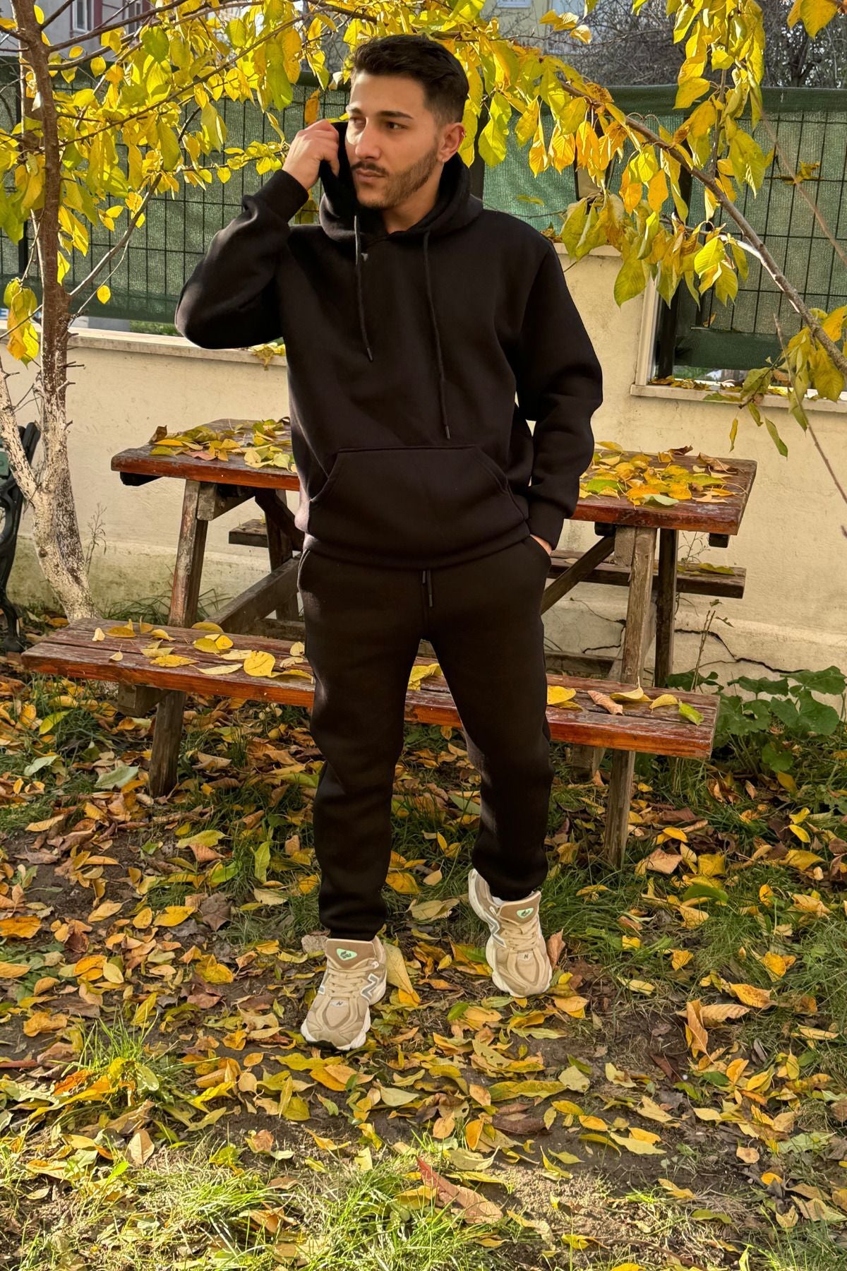 Efsane Oversize 3iplik Kalın Eşofman Takımı Unisex - Siyah - 5