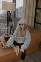 Kadin Gri̇melanj 3 İ̇pli̇k Şardonlu Yumuşak Oversi̇ze Kapüşonlu Sweatshirt - Gri Melanj - 1