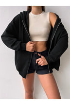 Kadın Siyah Bol Salaş Basic Model Baskısız Hırka - Black - 2