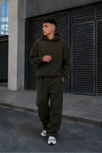 Erkek Premium Oversize Hoodie Eşofman Takımı Unisex Mevsimlik Rahat Eşofman Takımı - Haki - 3