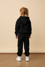 Çocuk Unisex Oversize Modern Kesi̇m Kapüşonlu Kanguru Cepli̇ Süper Yüksek Bel Günlük Eşofman Takimi - Siyah - 5