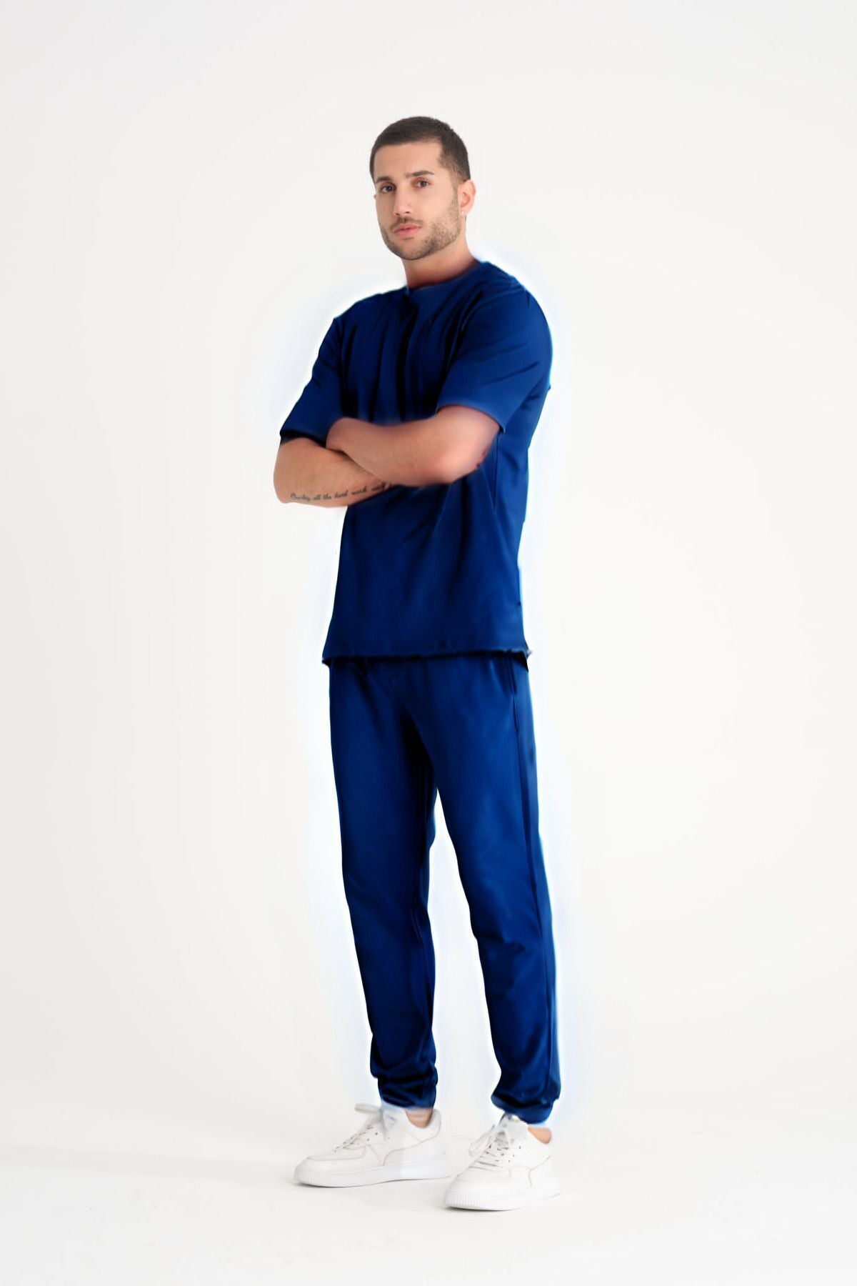 Erkek Kısa Kollu Pijama Takımı Bisiklet Yaka Oversize - Lacivert - 1