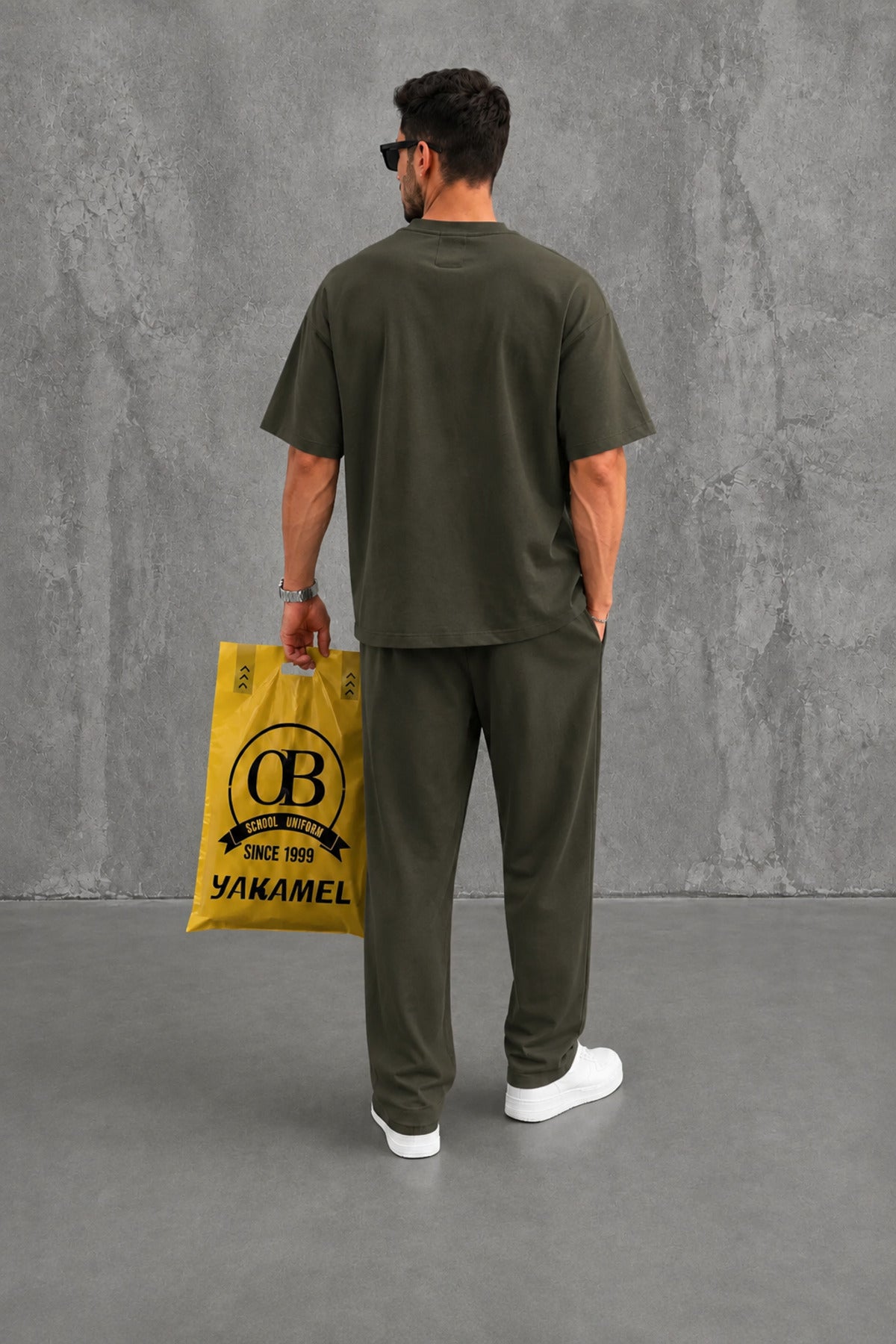 Oversize Salaş Kesim Premium Takım Kombin Rahat Kalıp Unisex İ̇kili Takım - Haki - 2