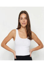 Kadin 2'li̇ Si̇yah Ve Beyaz Fi̇ti̇lli̇ Kalin Askili Esnek Atlet Body - Beyaz - 3