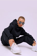 Kadin 3 İ̇pli̇k İ̇çi̇ Pamuklu Kalin Jogger Eşofman Takimi - Lacivert - 4