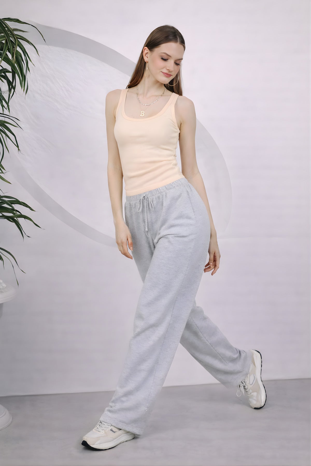 Kadin Fi̇ti̇lli̇ Kalin Askili Esnek Body Atlet - Bej - 4
