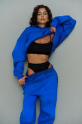 Kadin Oversi̇ze Kalin Kişlik Eşfoman Takimi - Saks Mavisi - 1