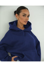 Basic Baskısız Düz Okul Sweatshirt - Saks Mavisi - 1