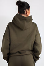 Kapuşonlu 3 İplik Sweatshirt - Haki - 2