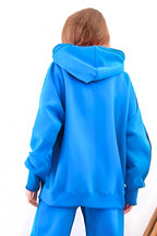 Kadın Esnek Rahat Kalıp Basic Model Sweatshirt - Bebe Mavisi - 4