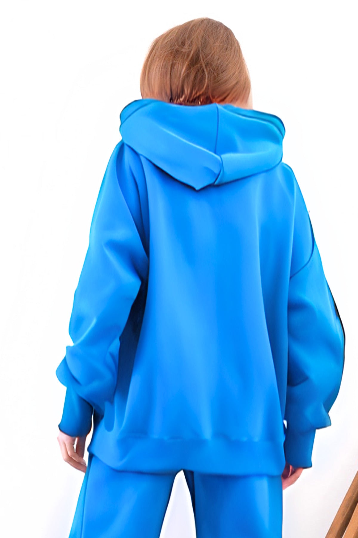 Kadın Esnek Rahat Kalıp Basic Model Sweatshirt - Bebe Mavisi - 4