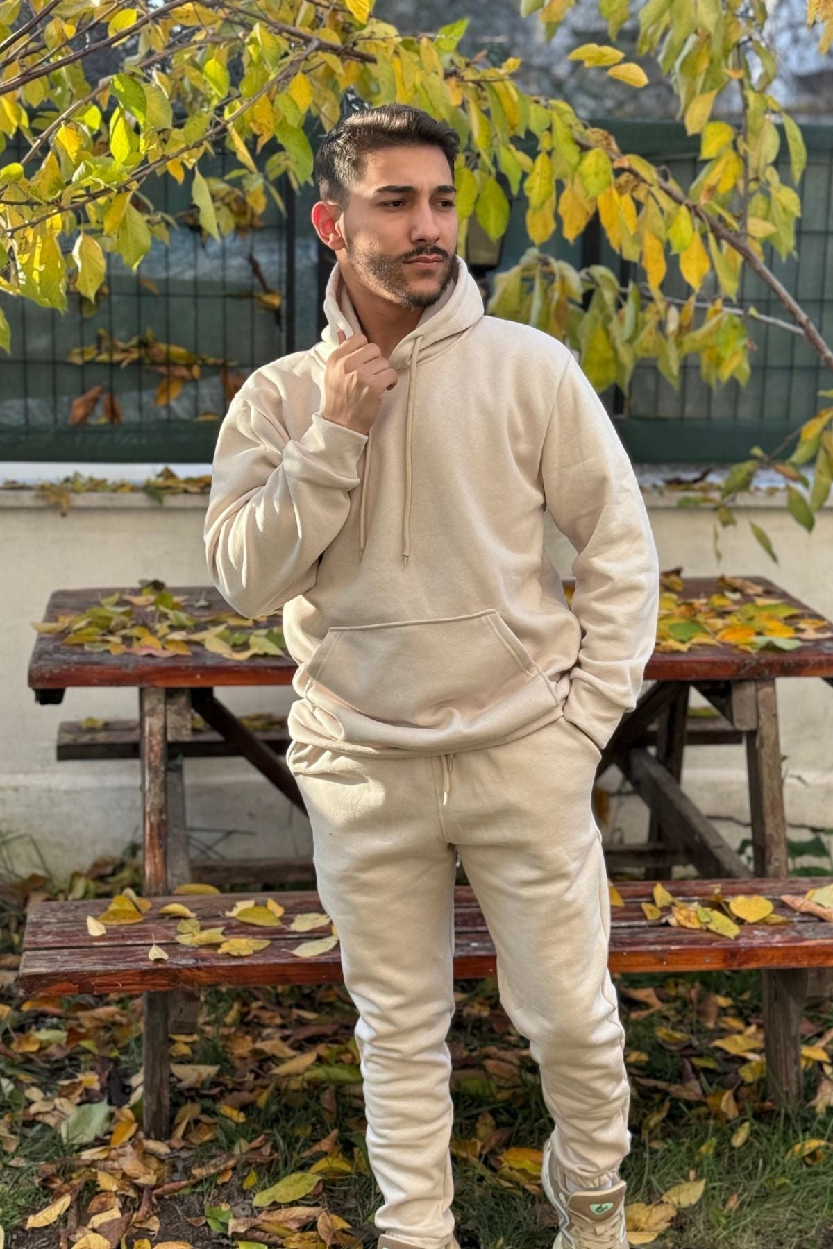 Efsane Oversize 3iplik Kalın Eşofman Takımı Unisex - Bej - 3