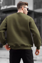 Erkek Bisiklet Yaka 3 İ̇plik Sweatshirt - Haki - 2