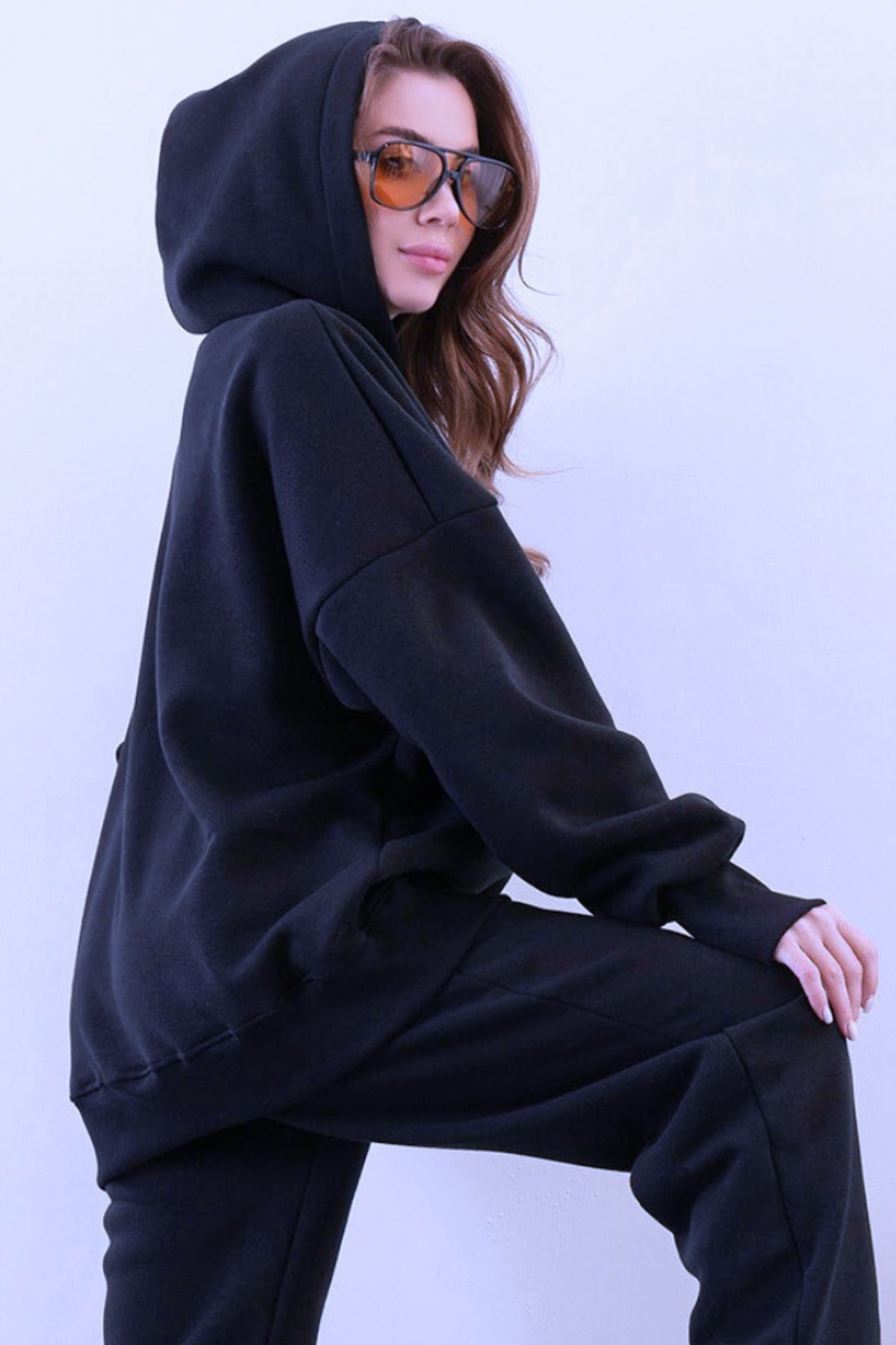 Kadın Esnek Rahat Kalıp Basic Model Sweatshirt - Lacivert - 2