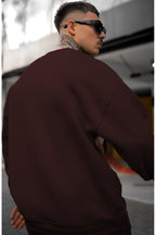 Erkek Oversize Alt Üst Takım - Kahverengi - 3