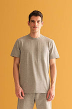 Erkek Oversize Comfort Kısa Kollu T-shirt - Gri - 1