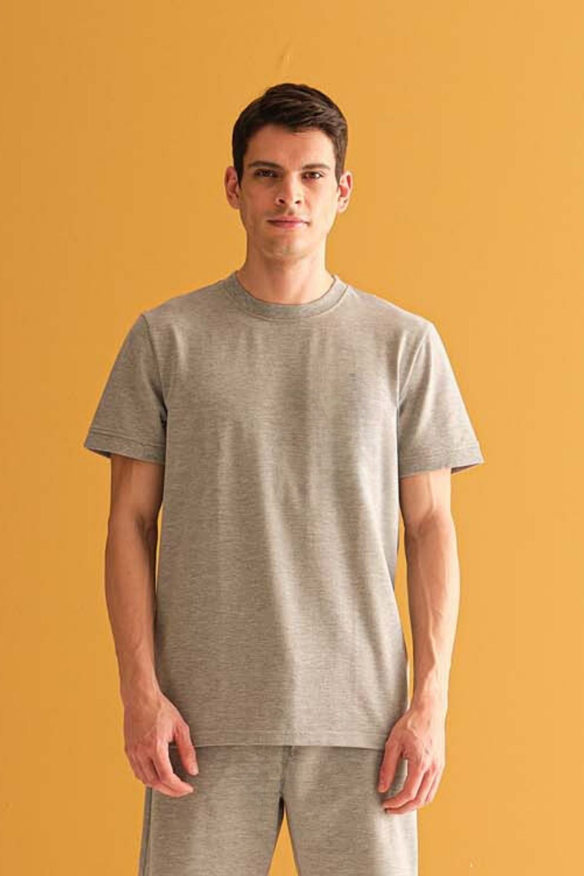 Erkek Oversize Comfort Kısa Kollu T-shirt - Gri - 1