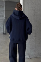 Kadin 3 İ̇pli̇k Oversi̇ze Fermuarli Sweatshi̇rt Hirka - Lacivert - 2