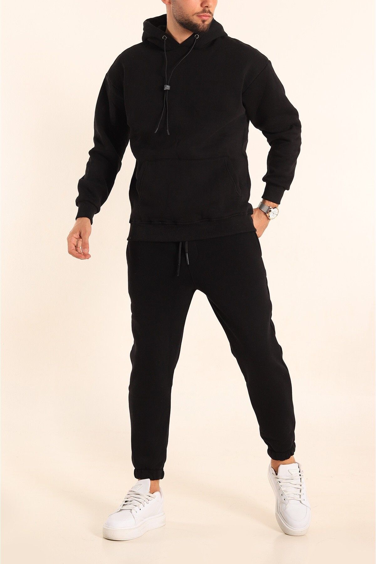 Erkek Eşofman Takımı Siyah Jogger - Siyah - 4