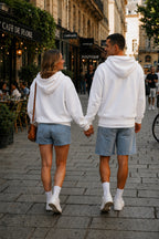 Unisex Kapüşonlu Oversize Full Fermuarli Rahat Kesi̇m Mevsi̇mli̇k Yeni̇ Sezon Günlük Hirka - Beyaz - 4