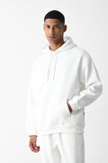 Erkek Kapşonlu Kanguru Cep Kışlık Sweatshirt - Beyaz - 1