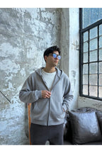 Erkek Unisex Model Basic 3i̇plik Kapşonlu Hırka - Gri Melanj - 1