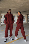 Çiftlere Özel (tekli̇) Oversize Couple Eşofman Takımı - Bordo - 1