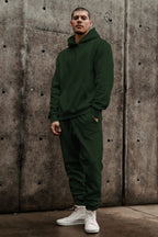 Erkek 3i̇pli̇k Jogger Baggy Kalip Hoodi̇e Eşofman Takimi - Koyu Yeşil - 3