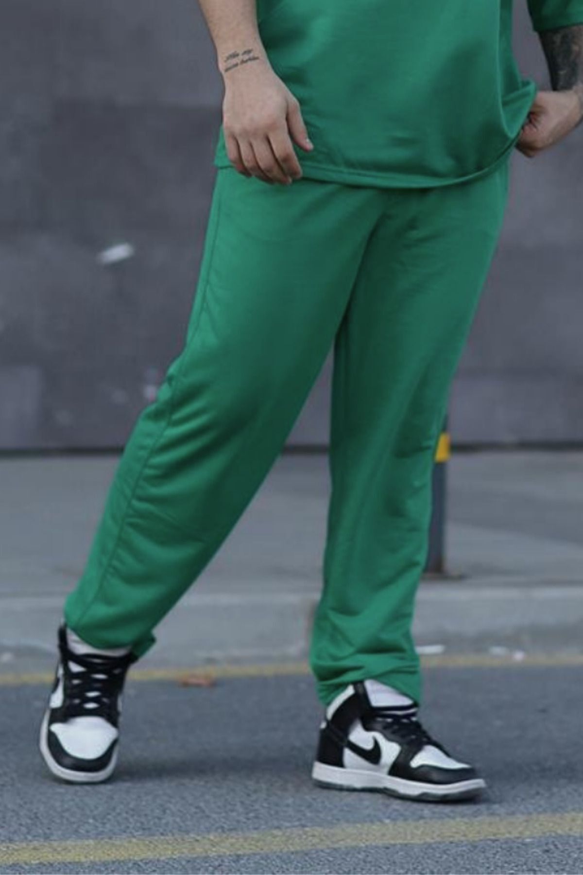 Erkek Penye Rahat Beli Lastikli Pijama Altı - Yeşil - 1