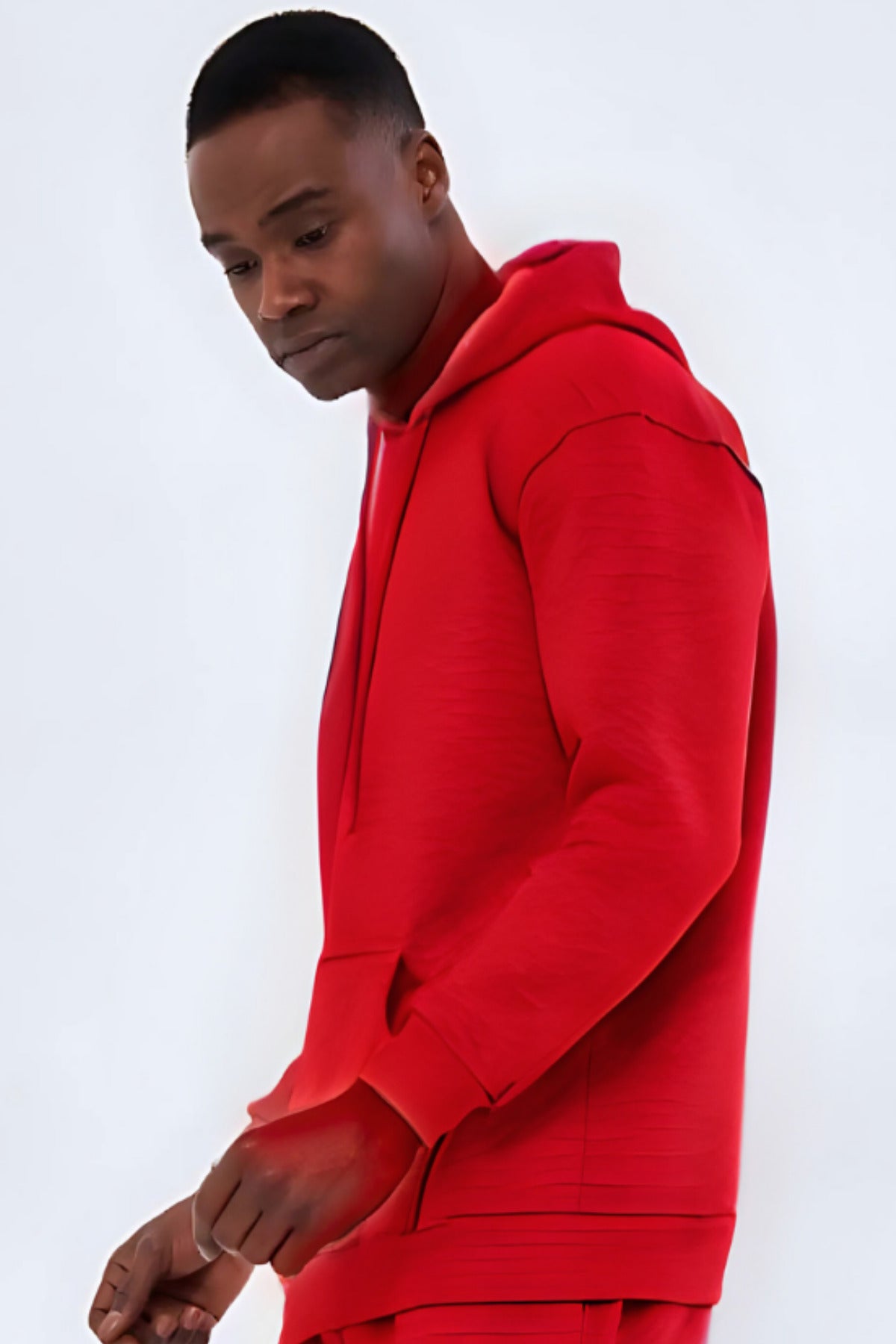 3iplik Bisiklet Yaka Kalın Sweatshirt Pamuklu - Kırmızı - 3
