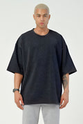 Erkek Oversize Penye Nefes Alan T-shirt - ANTRASİT - 1