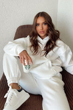 Kadın Salaş Bol Günlük Oversize Sweatshirt - Beyaz - 3