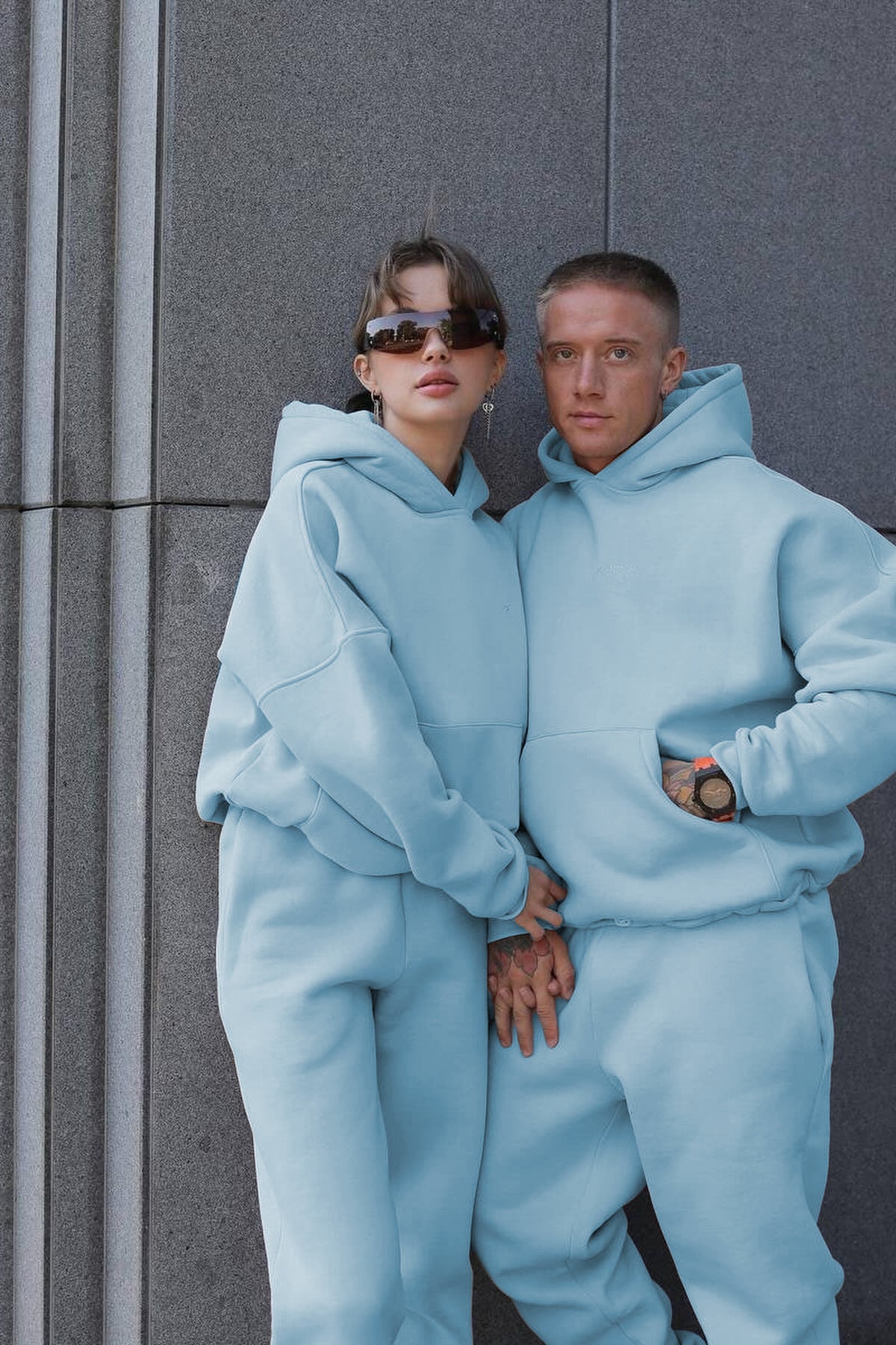 Unisex 3 İ̇pli̇k Şardonlu Çi̇ftleri̇n Kullanimina Uygun Jogger Eşofman Takimi (tekli̇) - Bebe Mavisi - 1