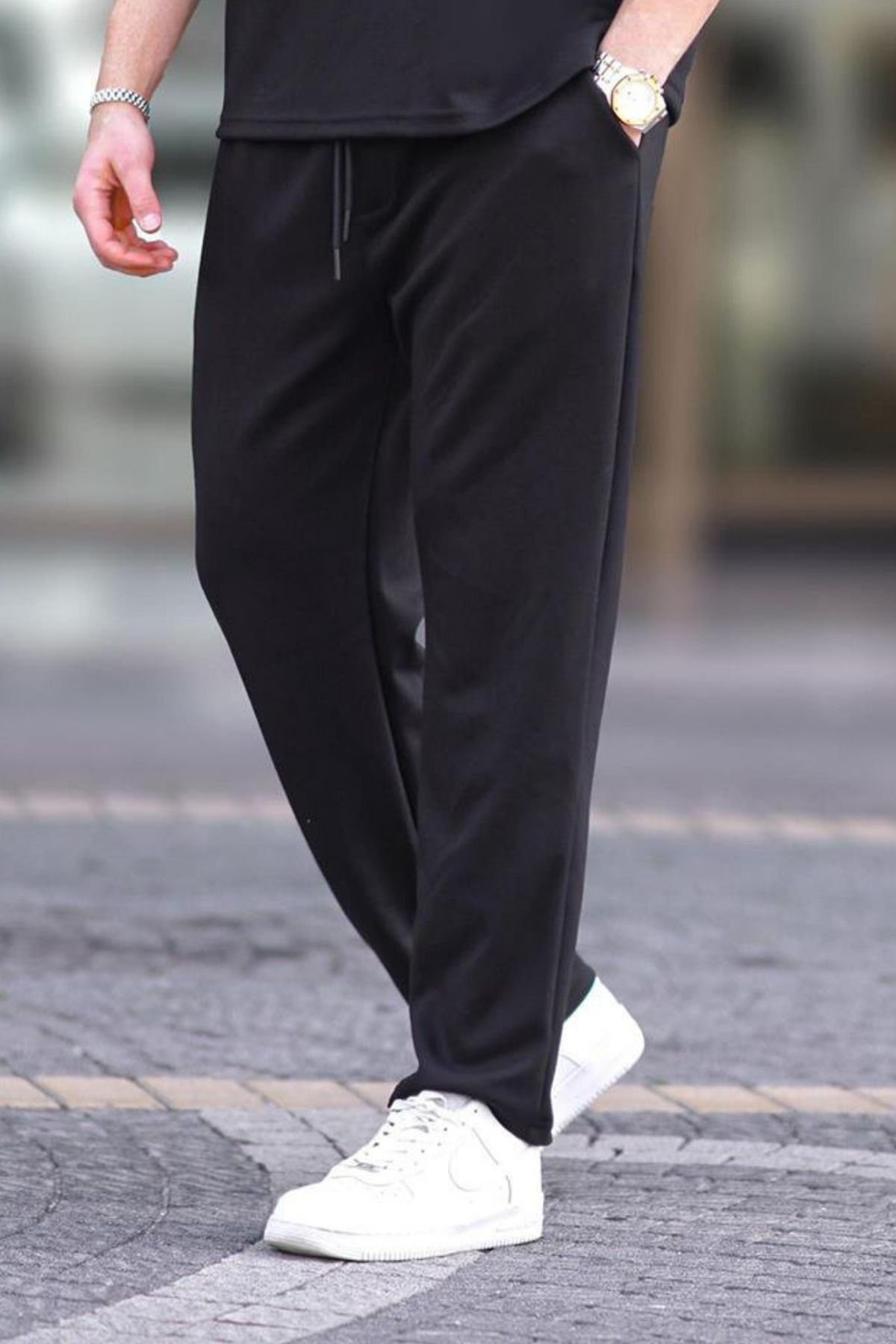 Erkek Relaxed Rahat Beli Lastikli Pijama Altı - Siyah - 1