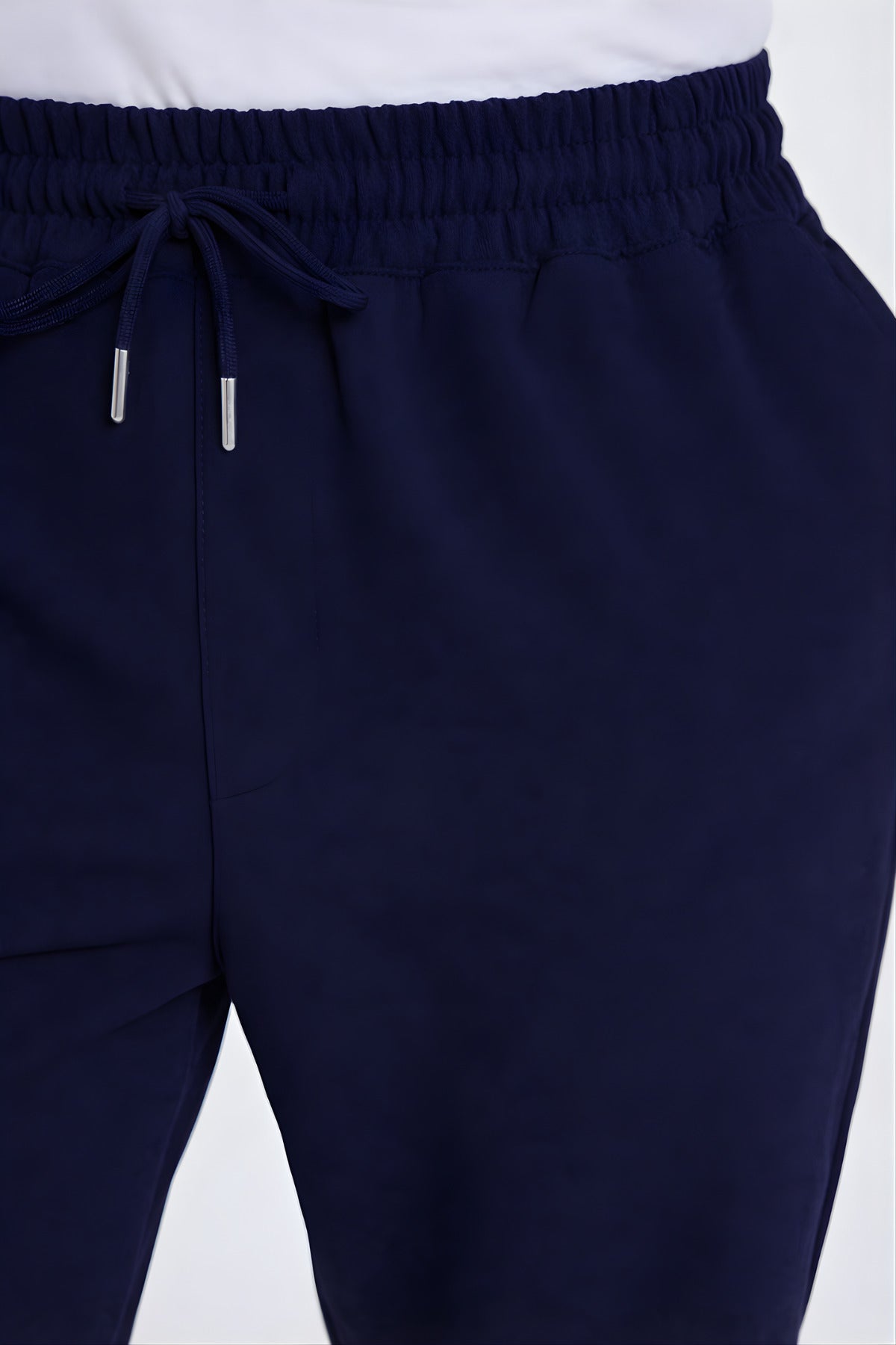 Erkek Regular Fit Beli Lastikli Bağcıklı Rahat Kesim Yan Cepli Jogger Pantolon - Lacivert - 5