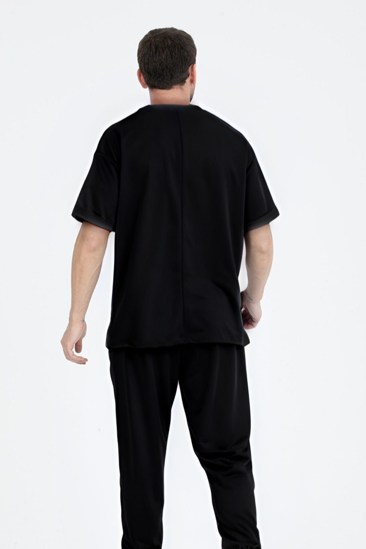 Erkek Kısa Kollu Pijama Takımı Bisiklet Yaka Bisiklet Yaka - Siyah - 2