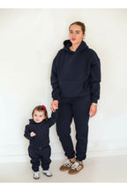 Unisex 3 İ̇pli̇k Şardonlu Oversi̇ze Anne Çocuk Ai̇le Eşofman Takimi - Lacivert - 1
