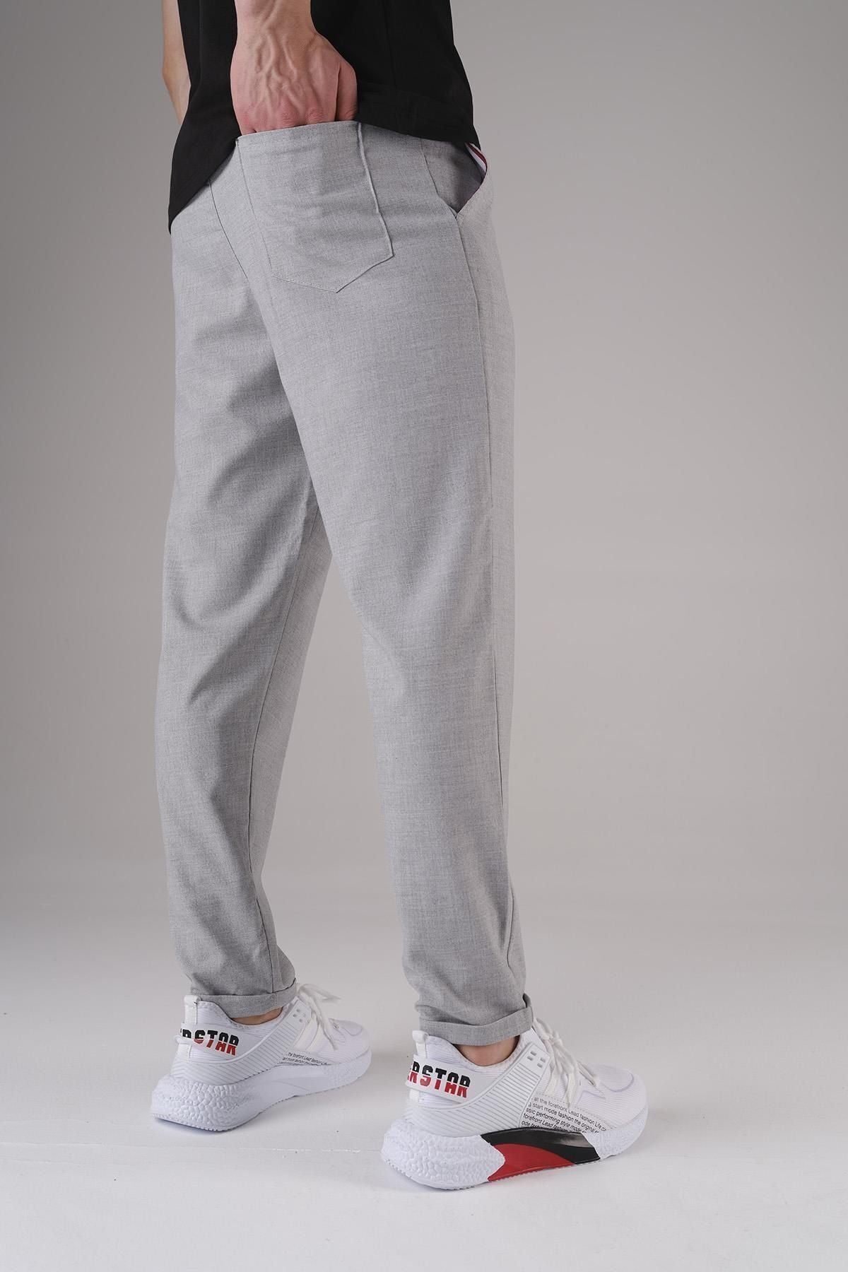 Erkek Duble Paça Jogger Pantolon - Gri - 2