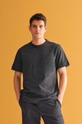 Erkek Oversize Comfort Kısa Kollu T-shirt - Füme - 1
