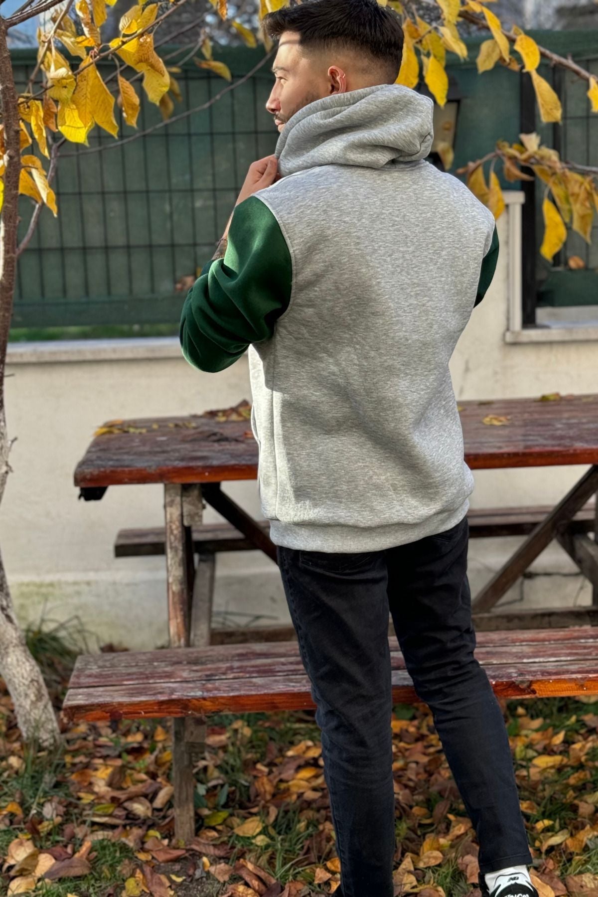 Erkek Kapşonlu Nakişli Oversi̇ze Kolej Sweatshi̇rt - PNA - 5