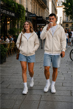Unisex Kapüşonlu Oversize Full Fermuarli Rahat Kesi̇m Mevsi̇mli̇k Yeni̇ Sezon Günlük Hirka - Bej - 2