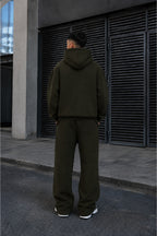 Erkek Premium Oversize Hoodie Eşofman Takımı Unisex Mevsimlik Rahat Eşofman Takımı - Haki - 2