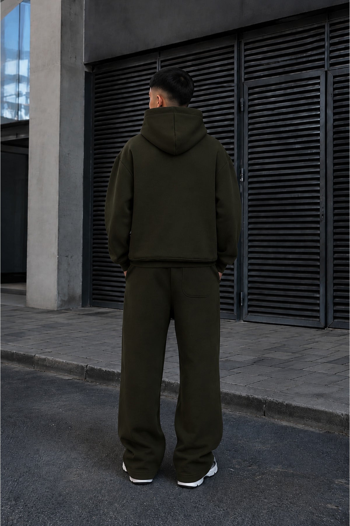 Erkek Premium Oversize Hoodie Eşofman Takımı Unisex Mevsimlik Rahat Eşofman Takımı - Haki - 2