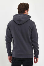 Erkek Kapşonlu Kanguru Cep Sweatshirt - Füme - 7
