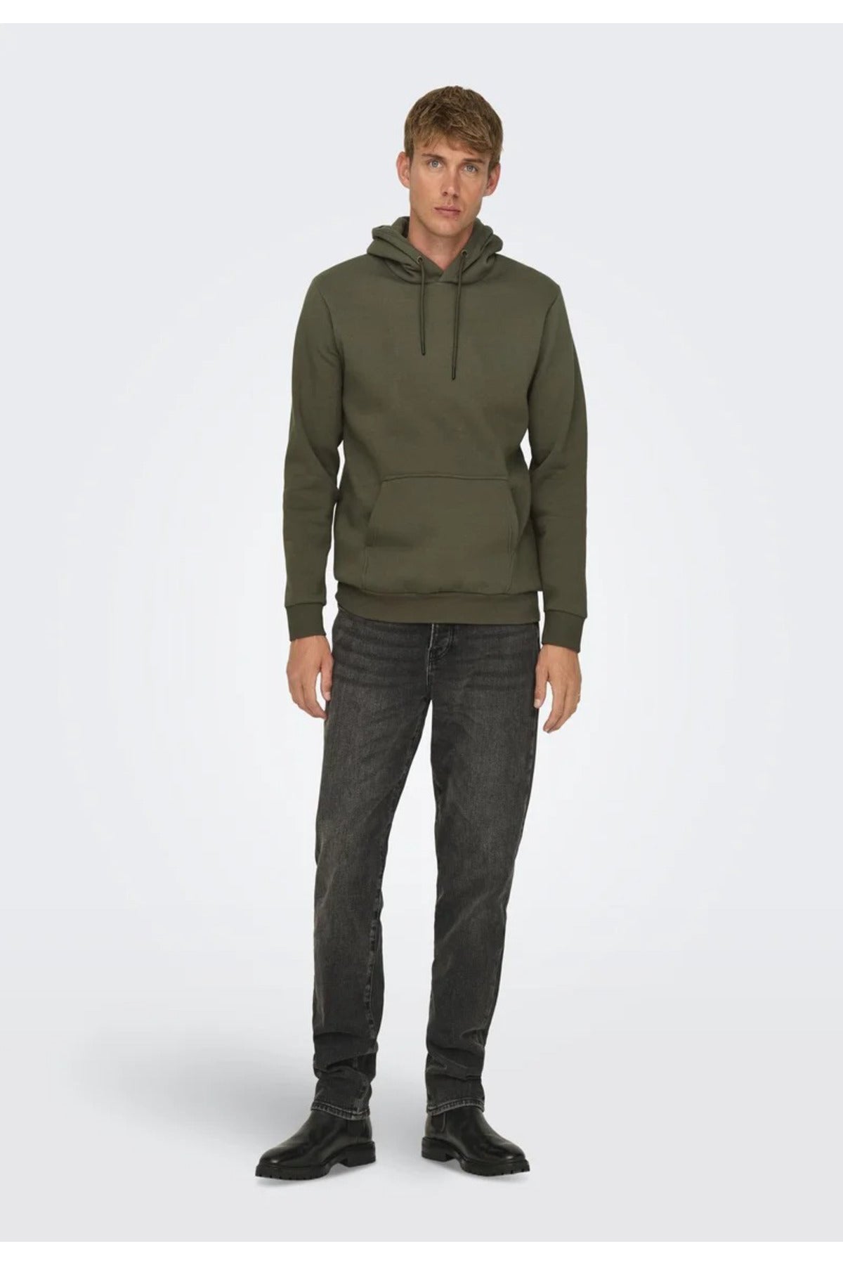 Erkek Genç Lise Boy Okul Sweatshirt - Haki - 1